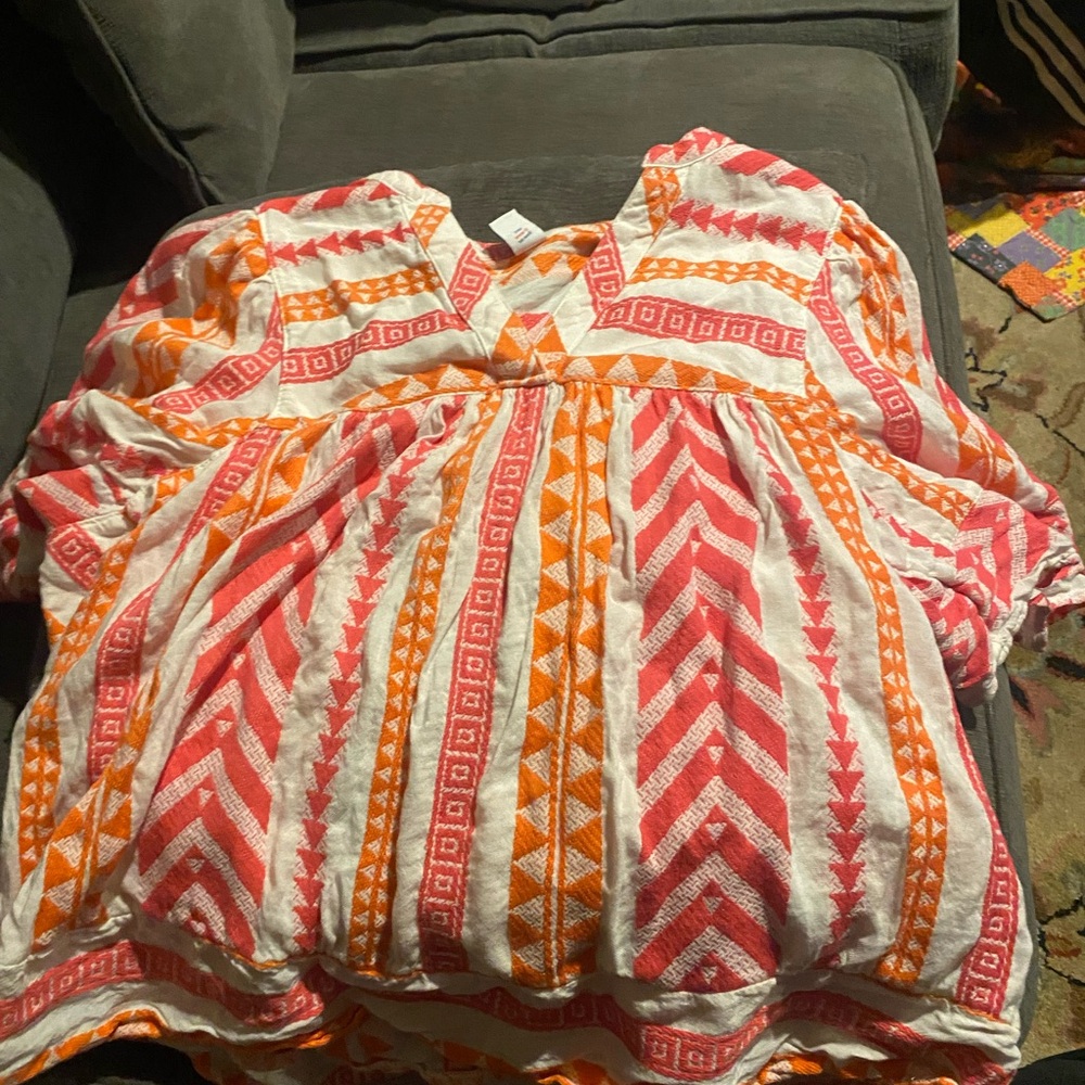 Vibrant Pink and Orange Patterned Top